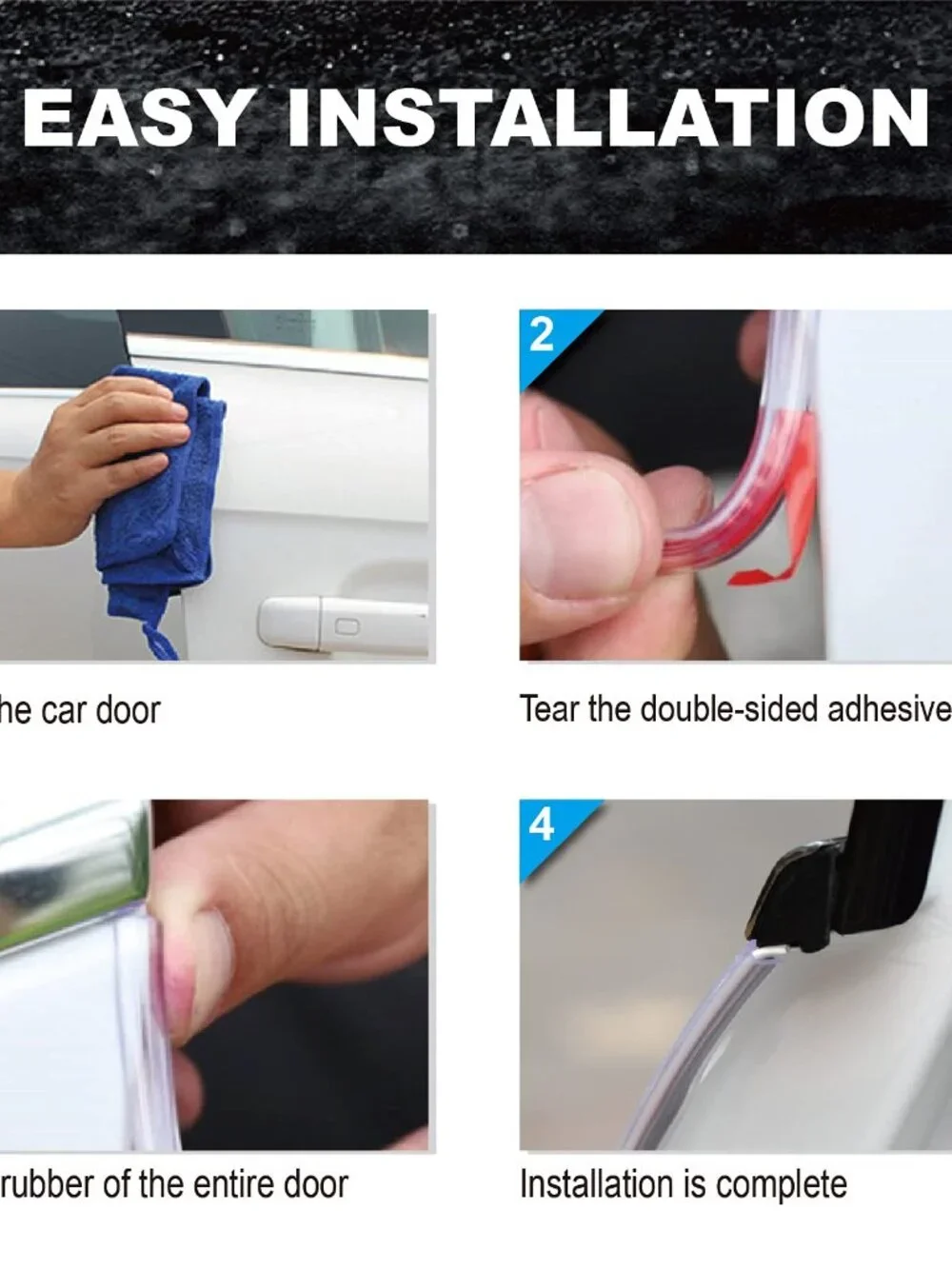 Car Door Edge Guards, 16ft Clear Chrome Universal U Shape Rubber Sealed Door Edg